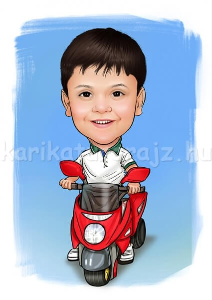 Motoros fiú rajz